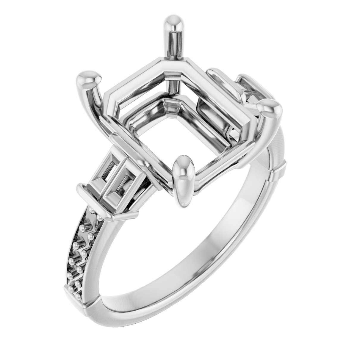 Baguette Accented Engagement Ring