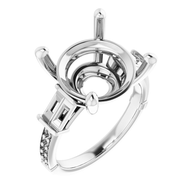 Baguette Accented Engagement Ring
