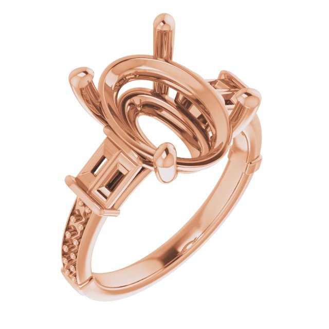 Baguette Accented Engagement Ring