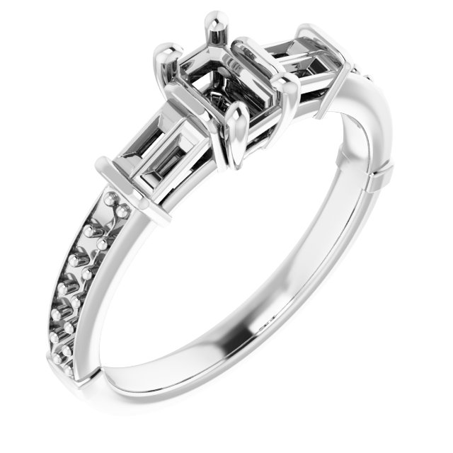 Baguette Accented Engagement Ring