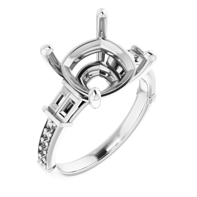 Baguette Accented Engagement Ring