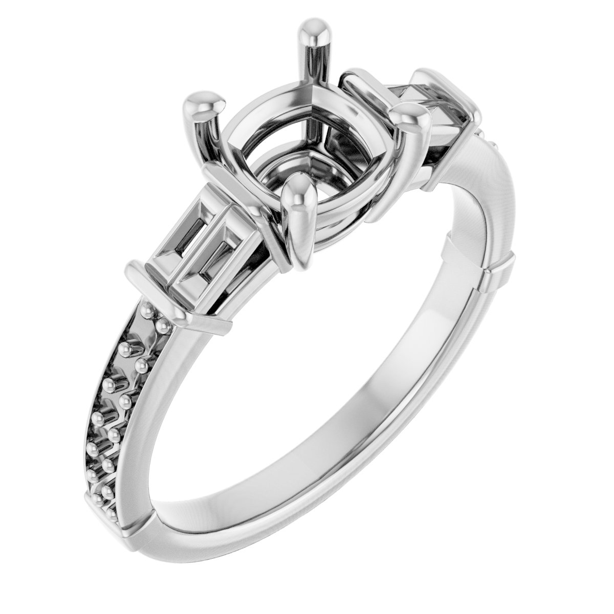 Baguette Accented Engagement Ring