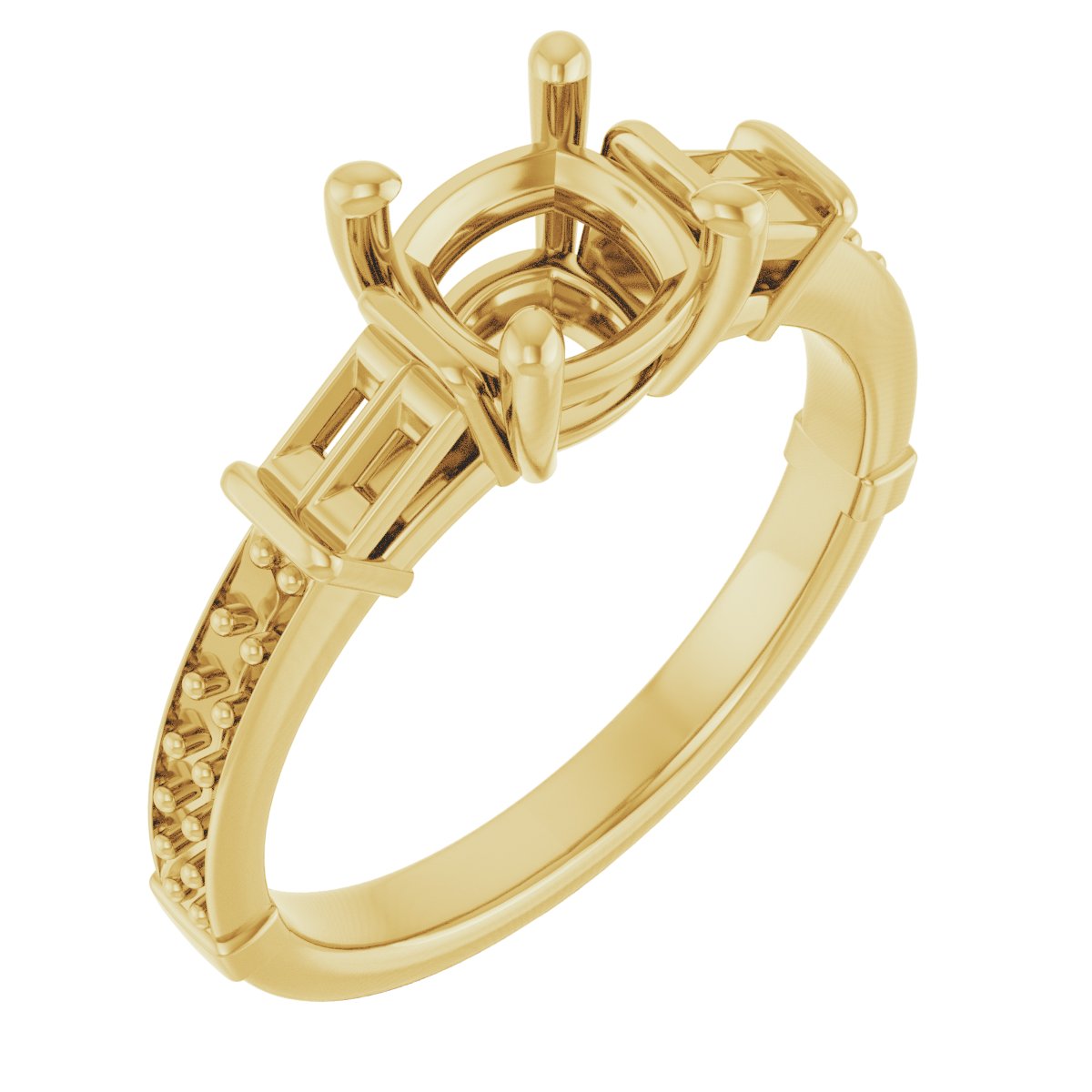 Baguette Accented Engagement Ring