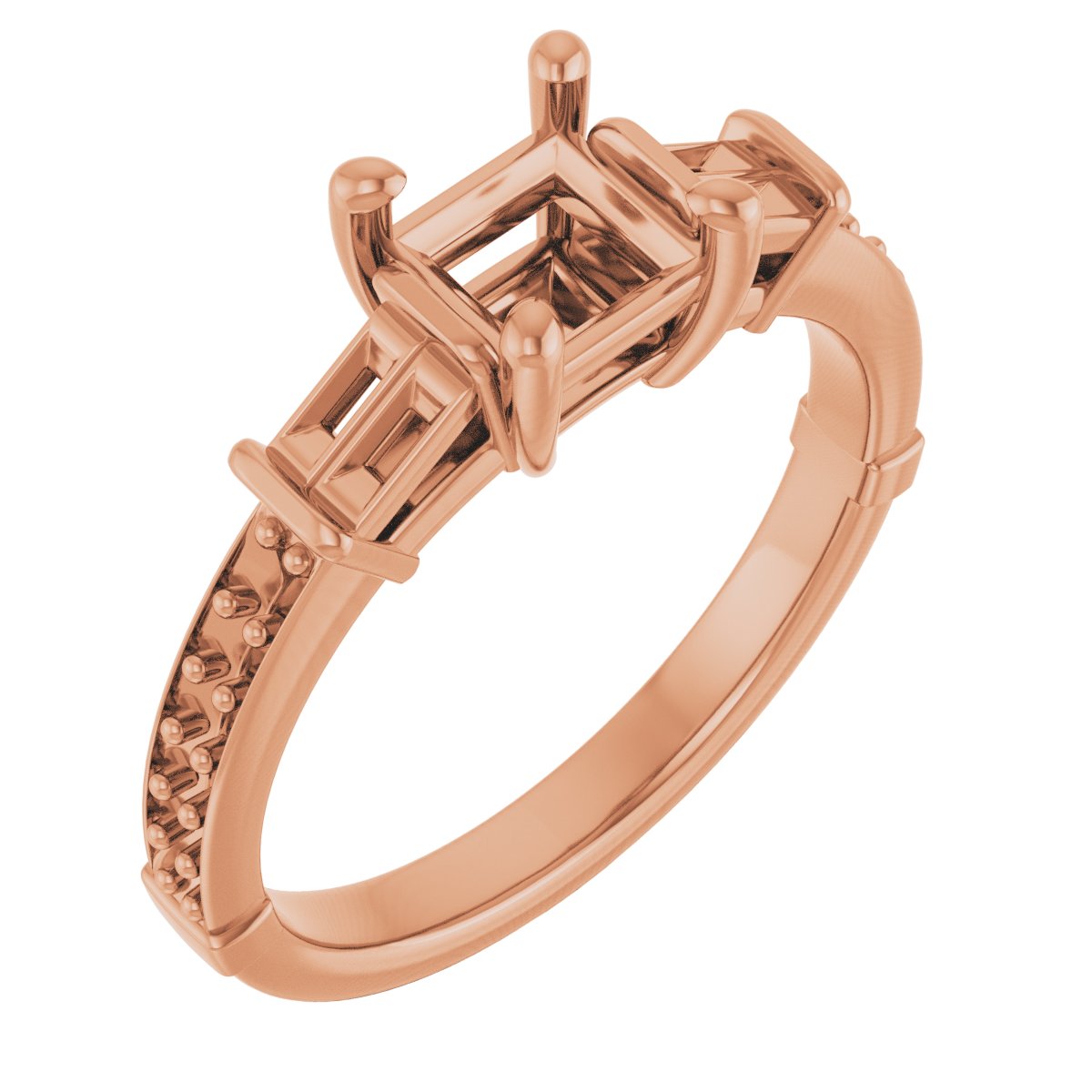 Baguette Accented Engagement Ring