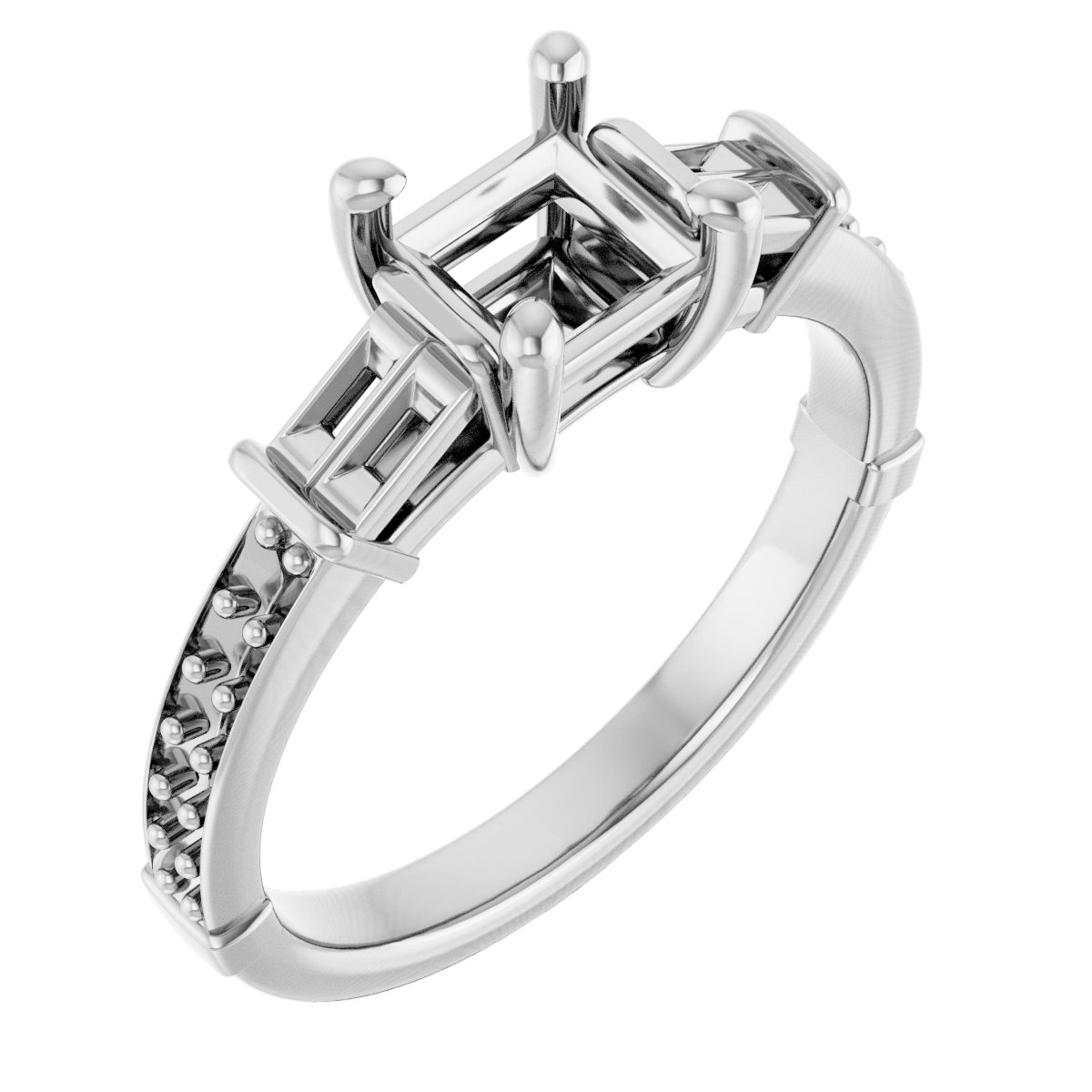 Baguette Accented Engagement Ring