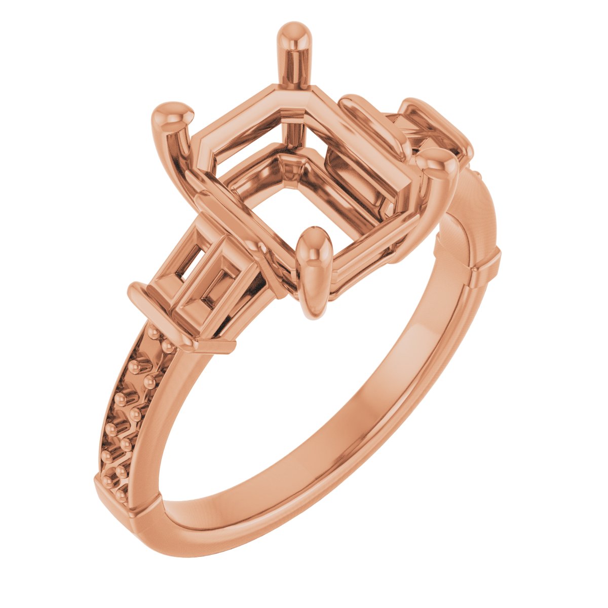 Baguette Accented Engagement Ring