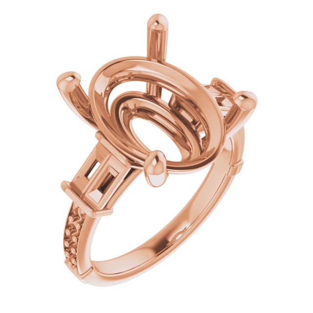 Baguette Accented Engagement Ring