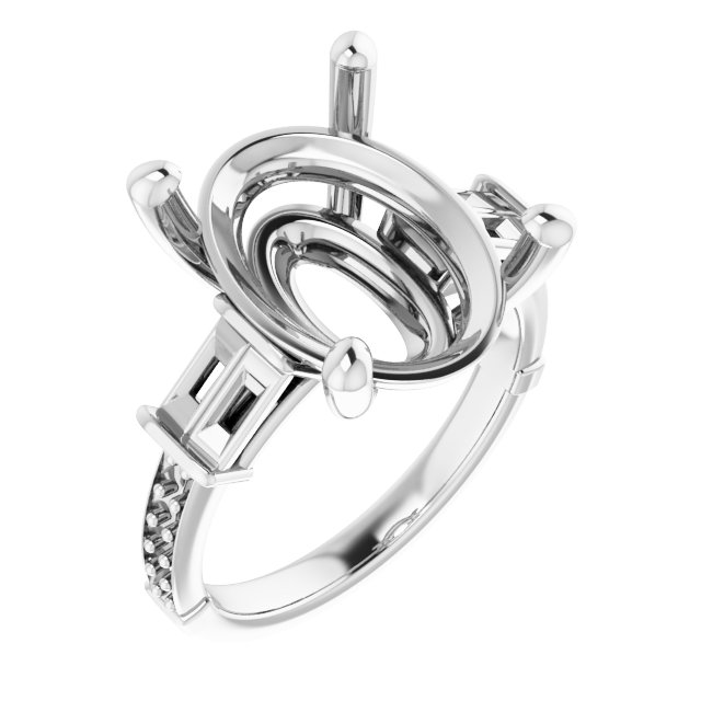 Baguette Accented Engagement Ring