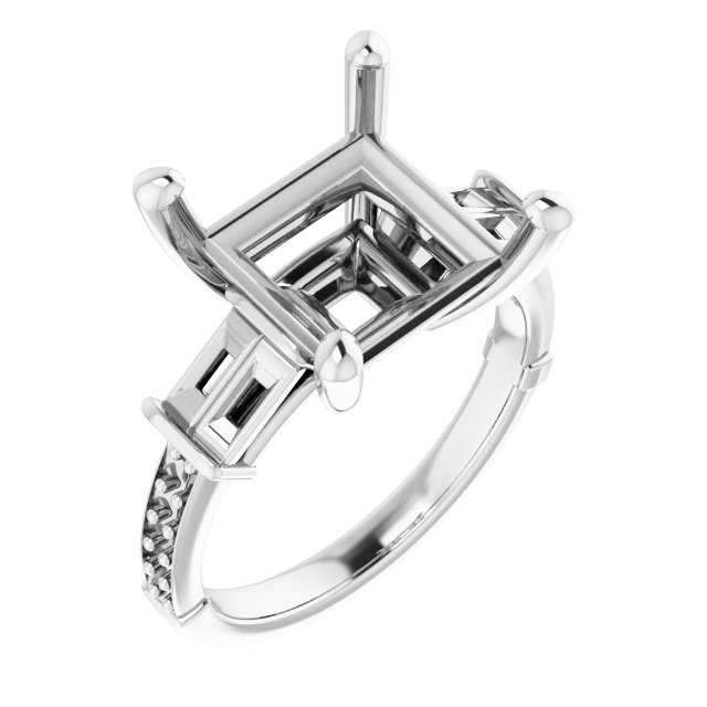 Baguette Accented Engagement Ring