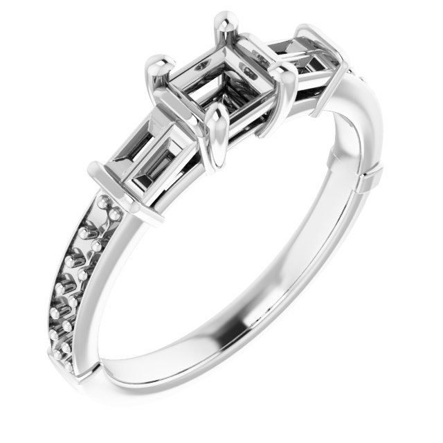 Baguette Accented Engagement Ring