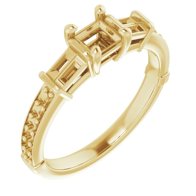 Baguette Accented Engagement Ring