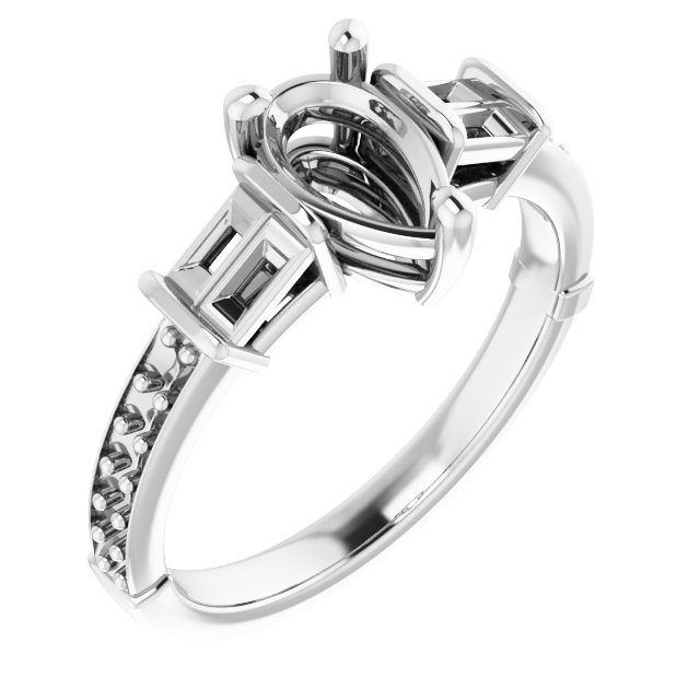 Baguette Accented Engagement Ring