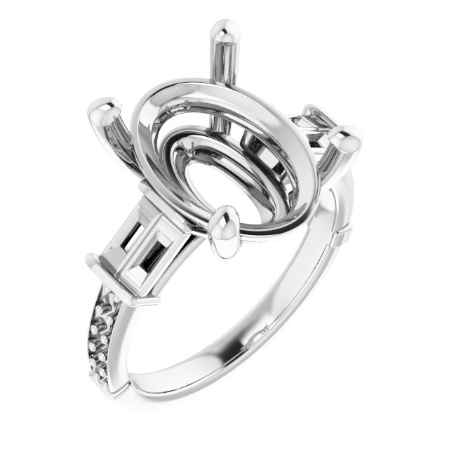 Baguette Accented Engagement Ring