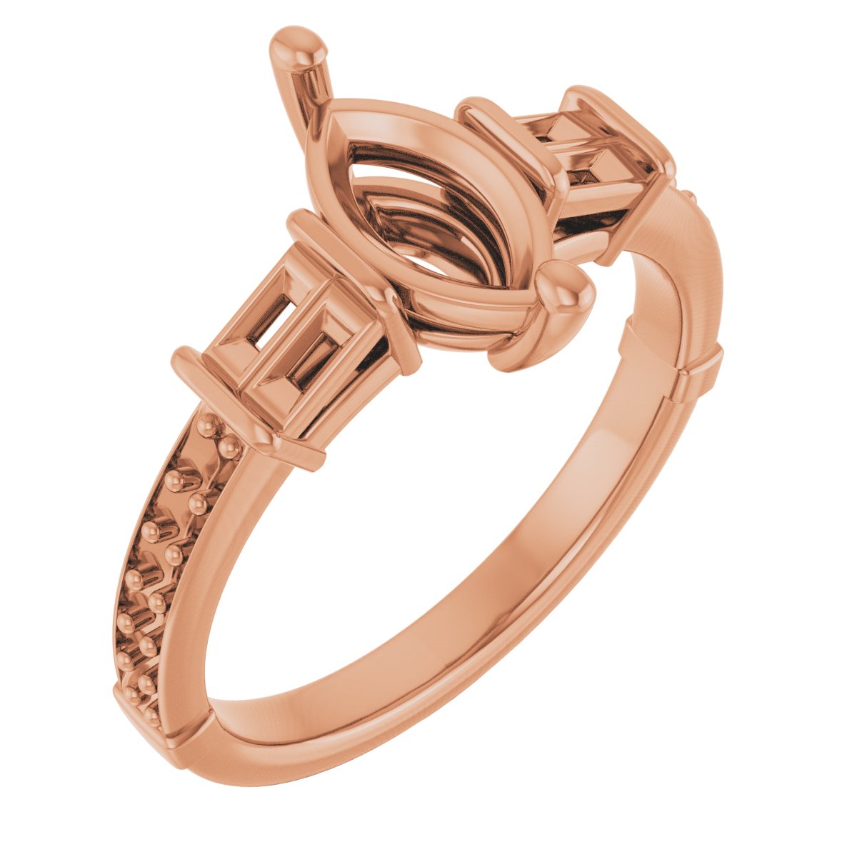 Baguette Accented Engagement Ring
