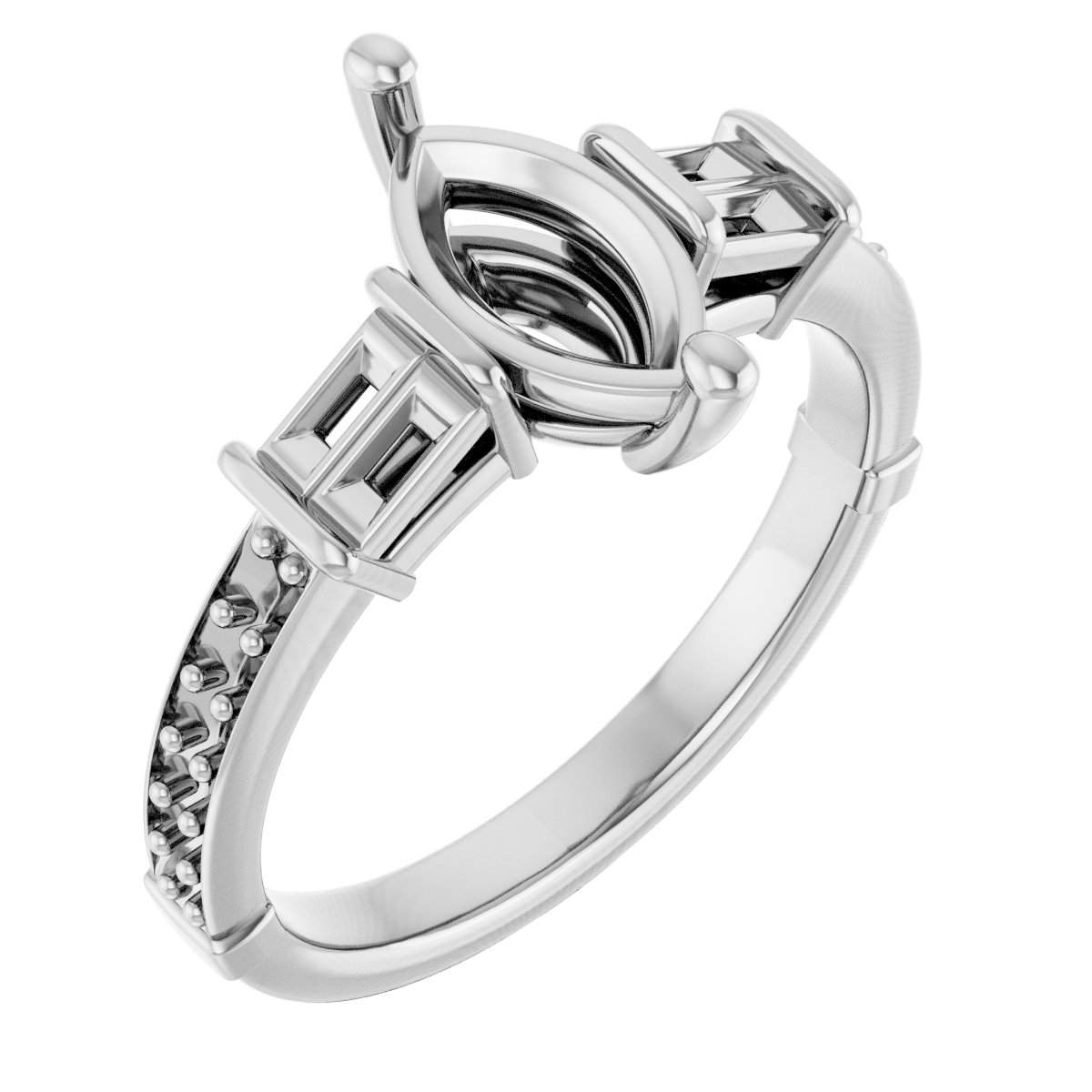 Baguette Accented Engagement Ring