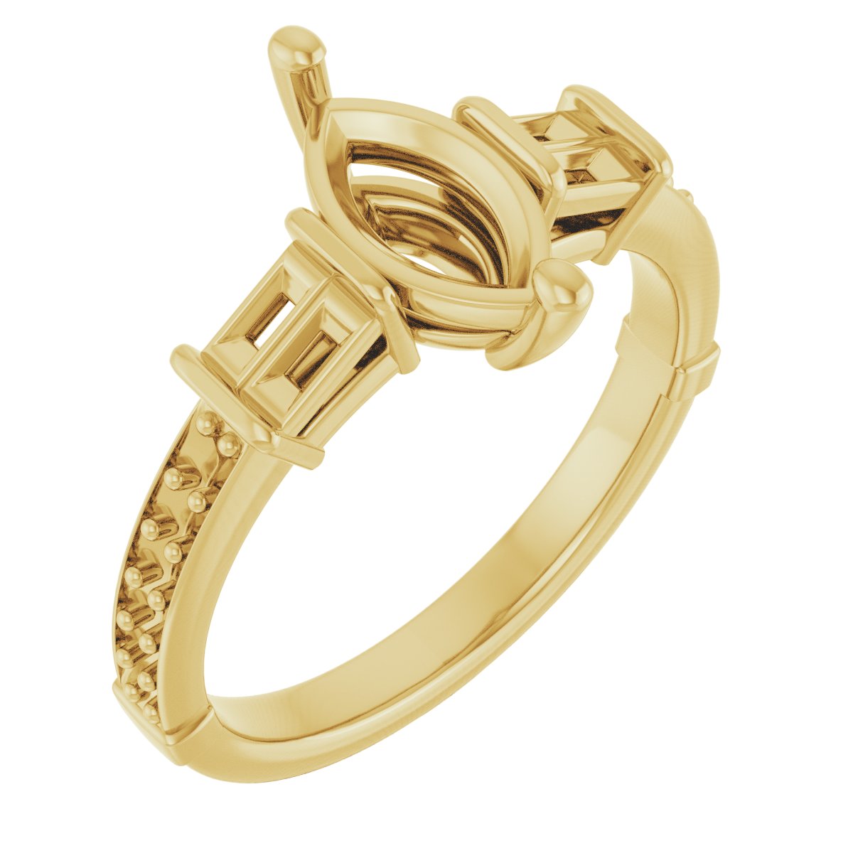 Baguette Accented Engagement Ring