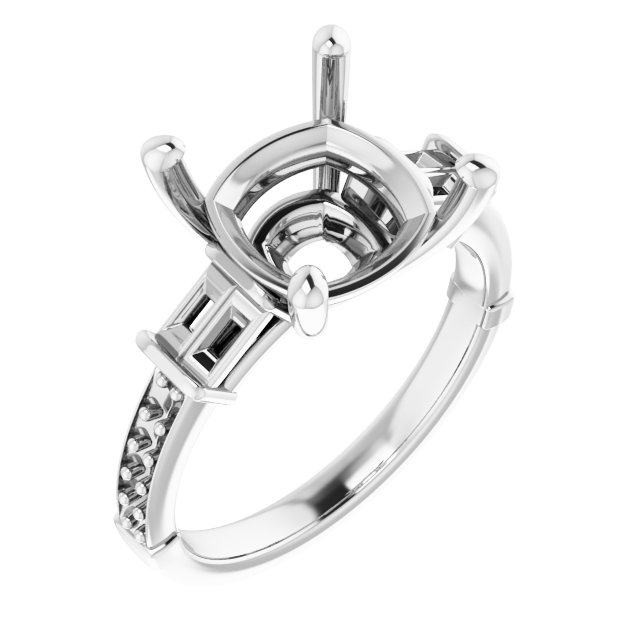 Baguette Accented Engagement Ring
