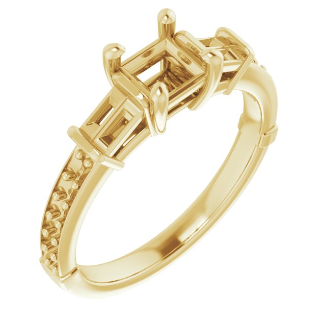 Baguette Accented Engagement Ring