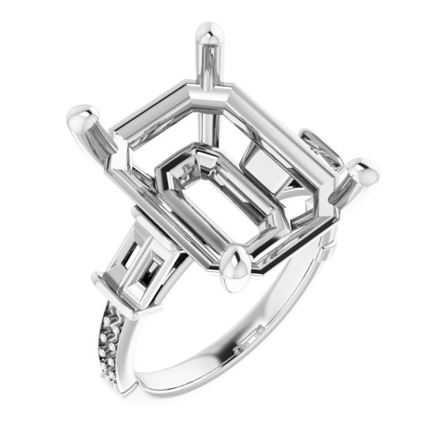 Baguette Accented Engagement Ring