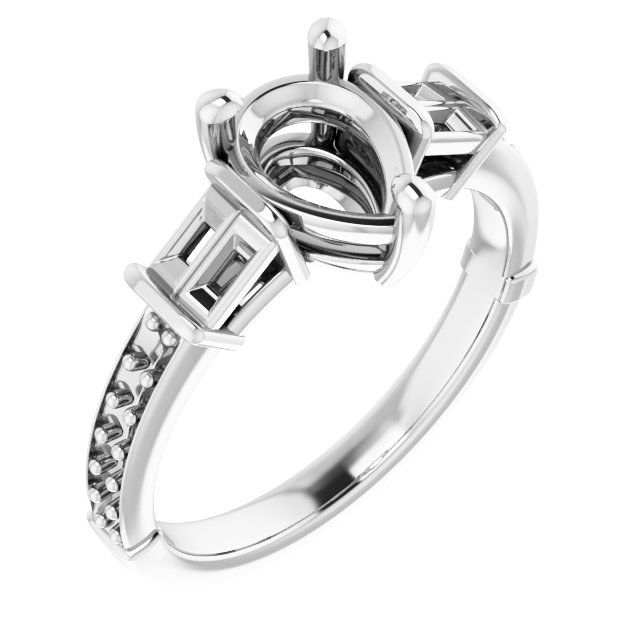 Baguette Accented Engagement Ring