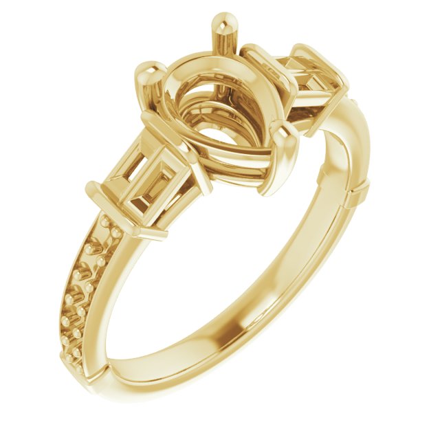 Baguette Accented Engagement Ring