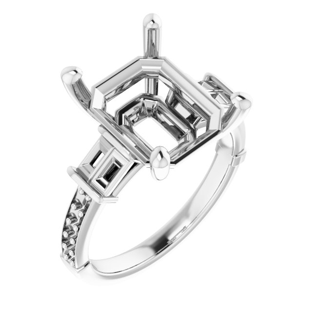Baguette Accented Engagement Ring