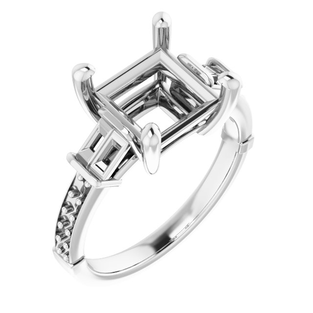 Baguette Accented Engagement Ring