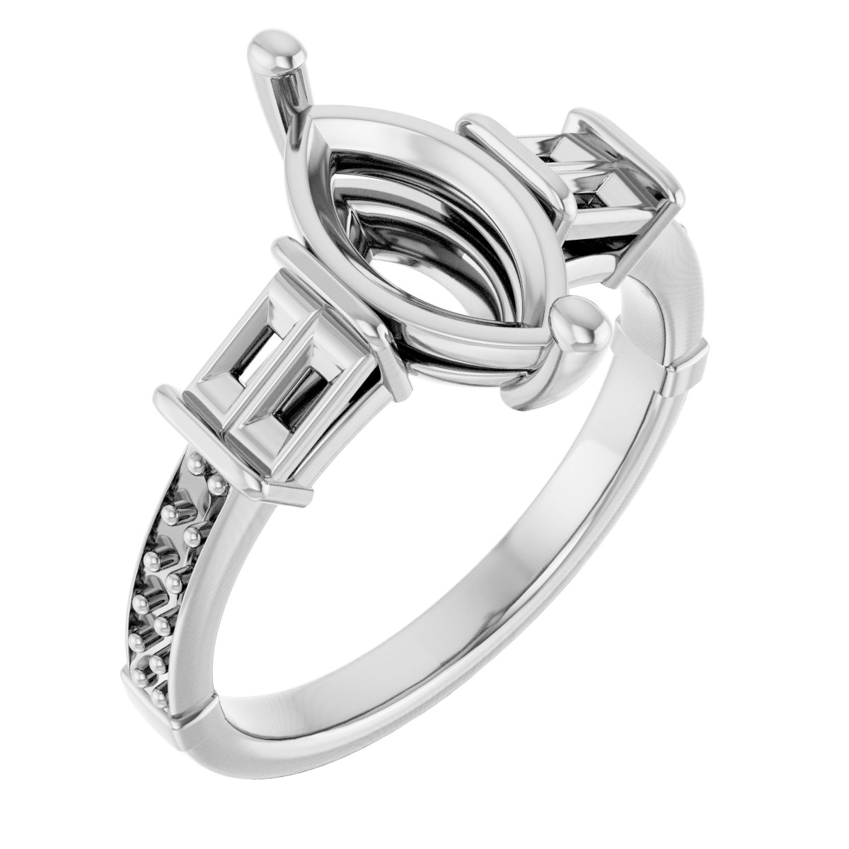 Baguette Accented Engagement Ring