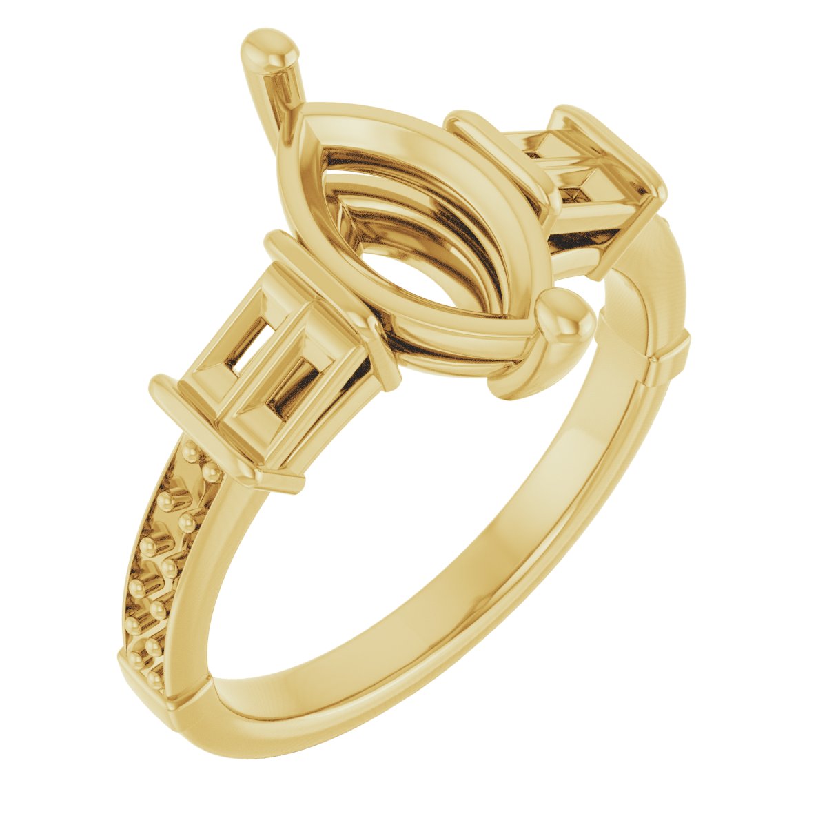 Baguette Accented Engagement Ring