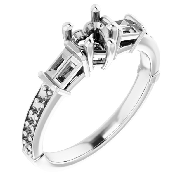 Baguette Accented Engagement Ring