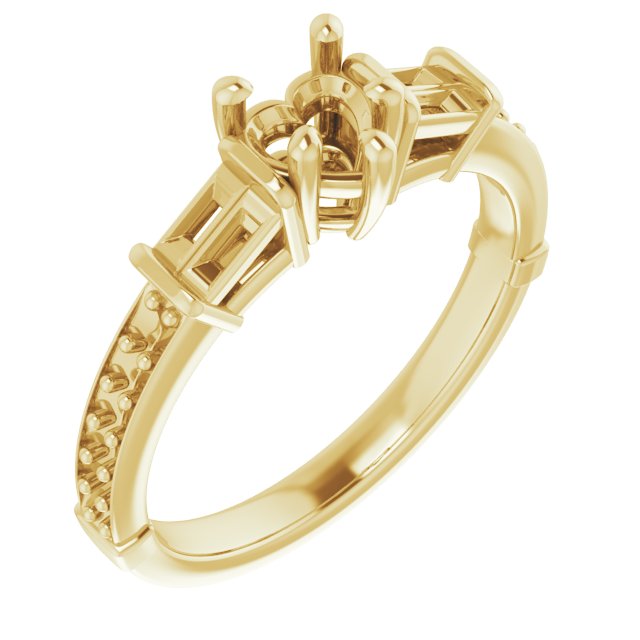 Baguette Accented Engagement Ring