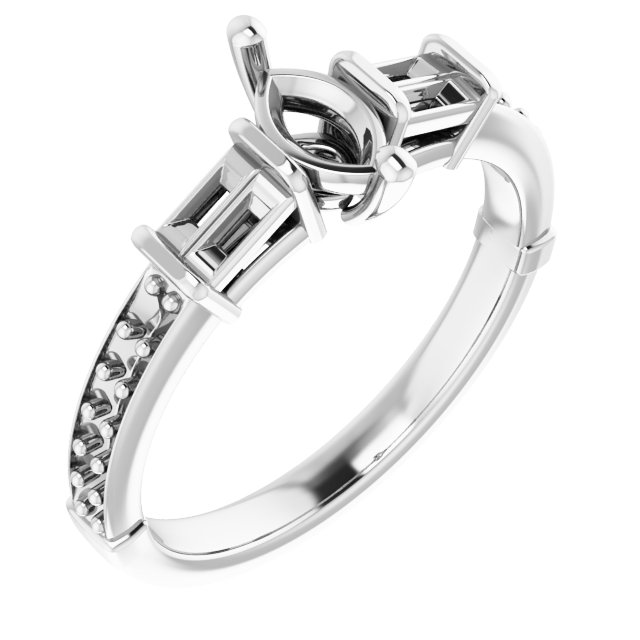 Baguette Accented Engagement Ring