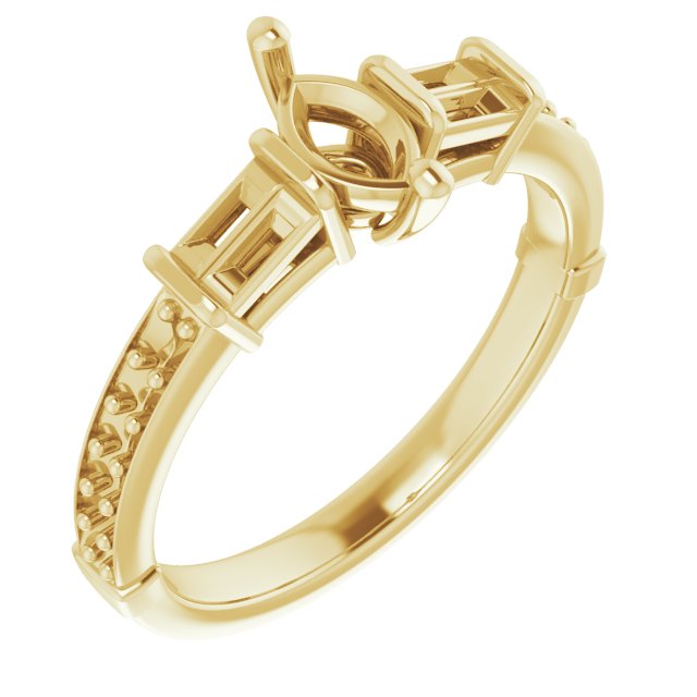 Baguette Accented Engagement Ring