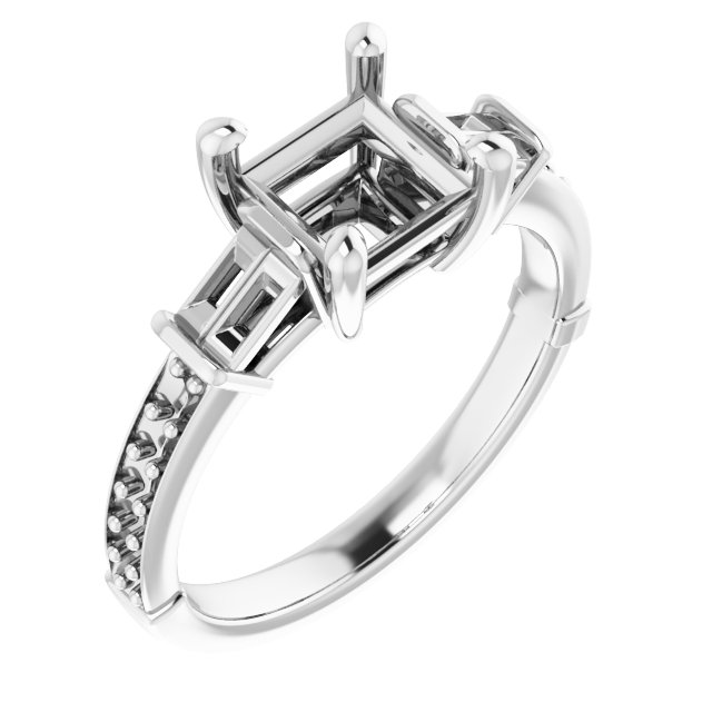 Baguette Accented Engagement Ring