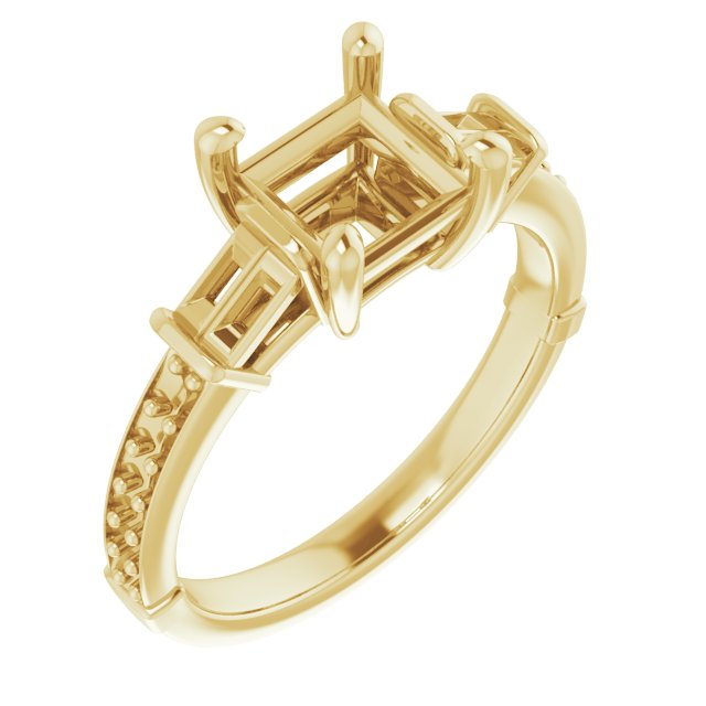 Baguette Accented Engagement Ring