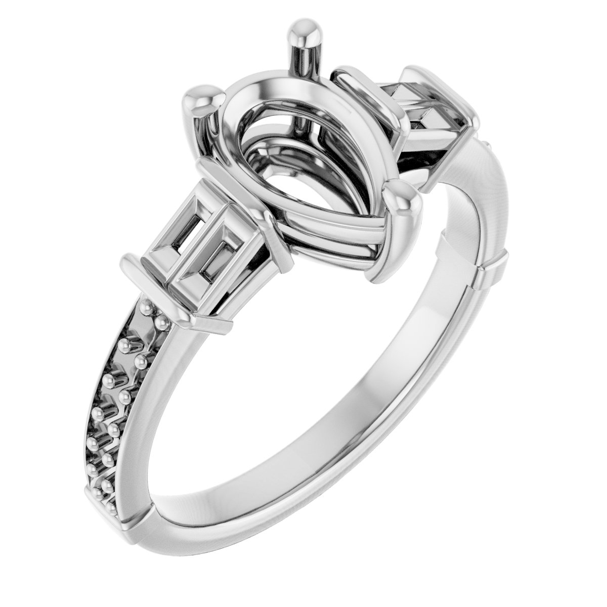 Baguette Accented Engagement Ring