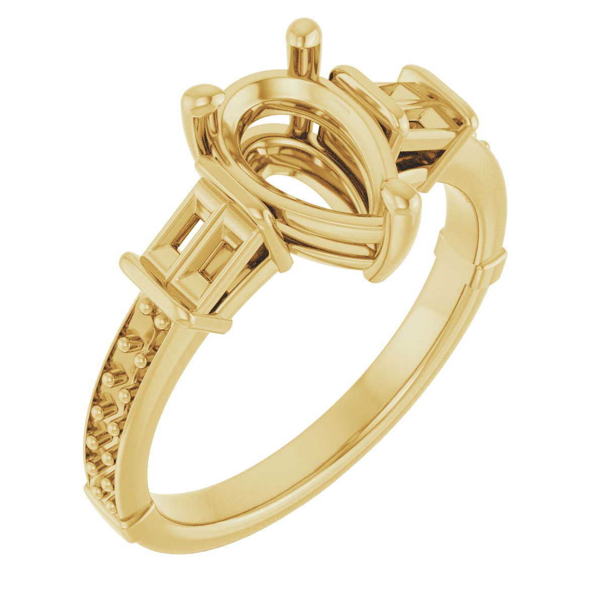 Baguette Accented Engagement Ring
