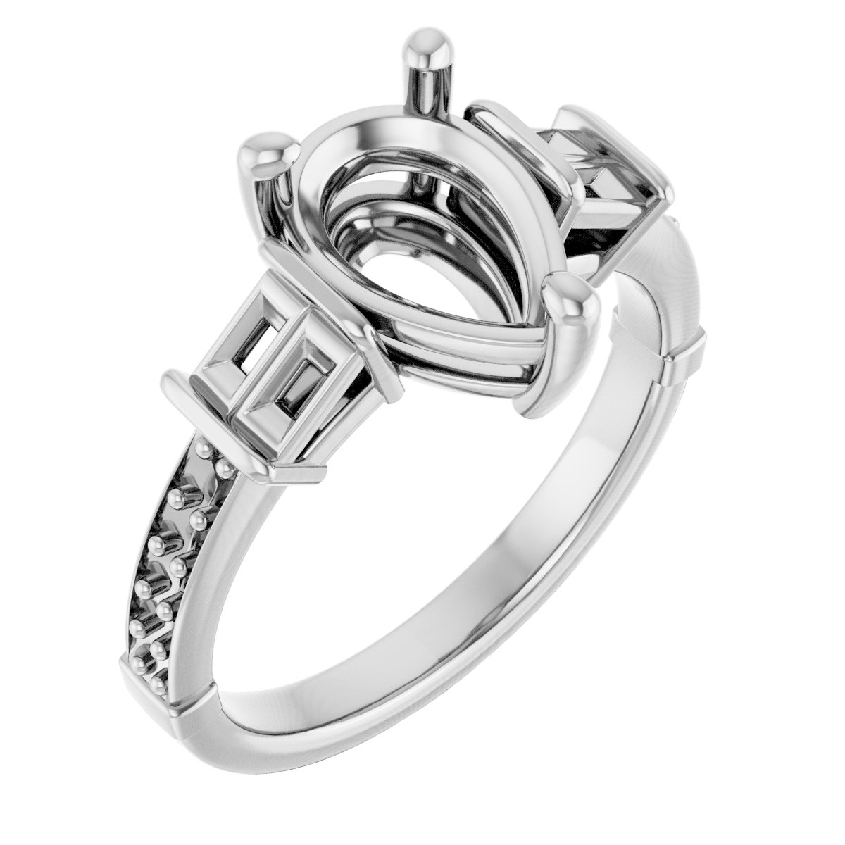 Baguette Accented Engagement Ring