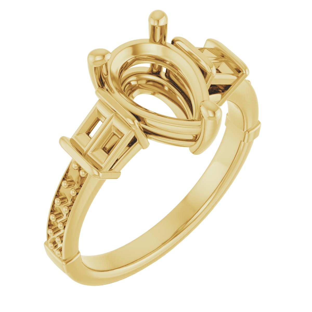 Baguette Accented Engagement Ring