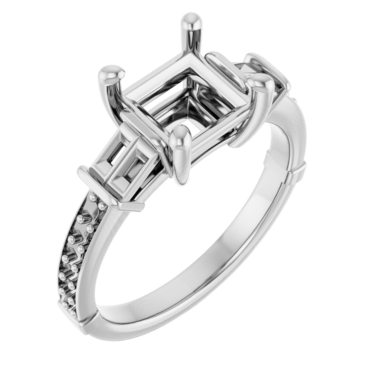 Baguette Accented Engagement Ring
