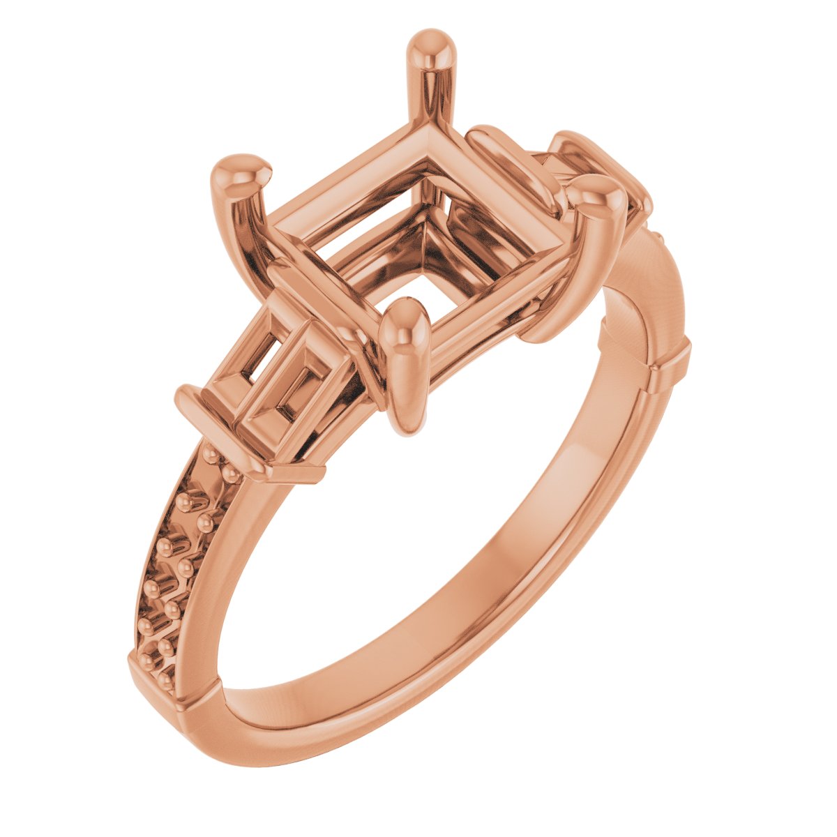 Baguette Accented Engagement Ring