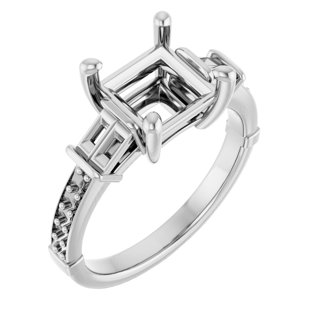 Baguette Accented Engagement Ring