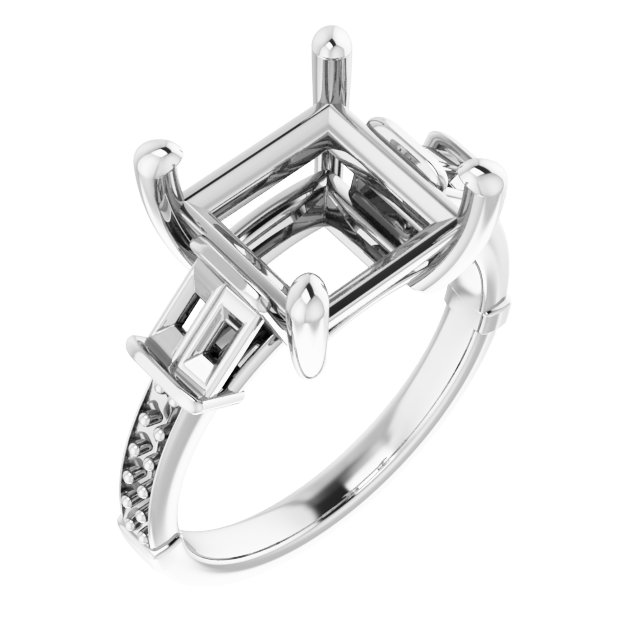 Baguette Accented Engagement Ring