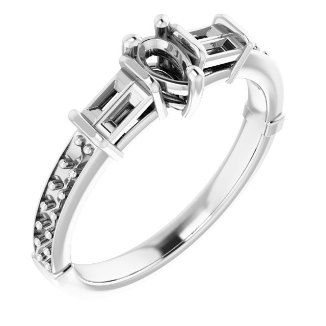 Baguette Accented Engagement Ring