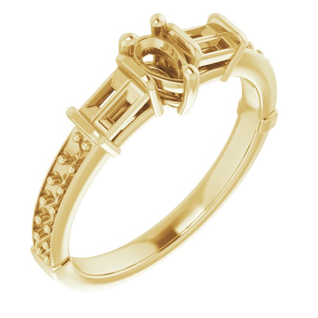 Baguette Accented Engagement Ring
