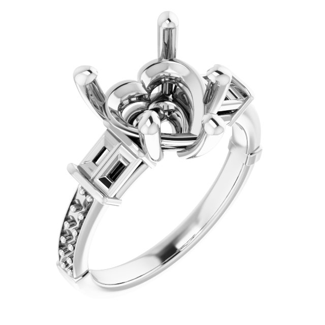 Baguette Accented Engagement Ring