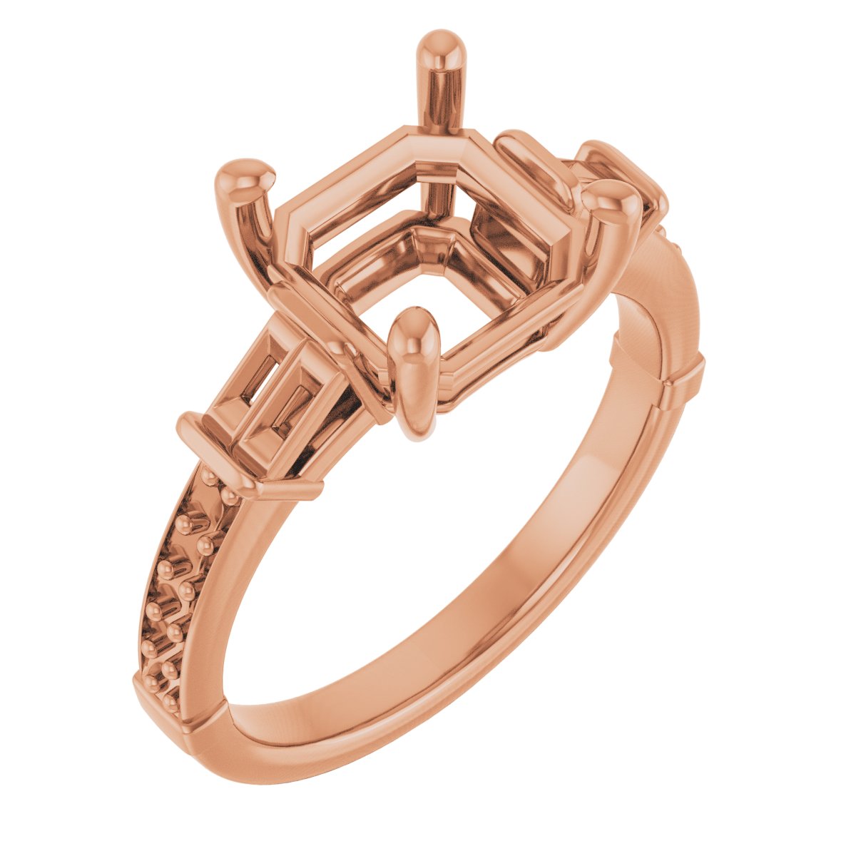 Baguette Accented Engagement Ring