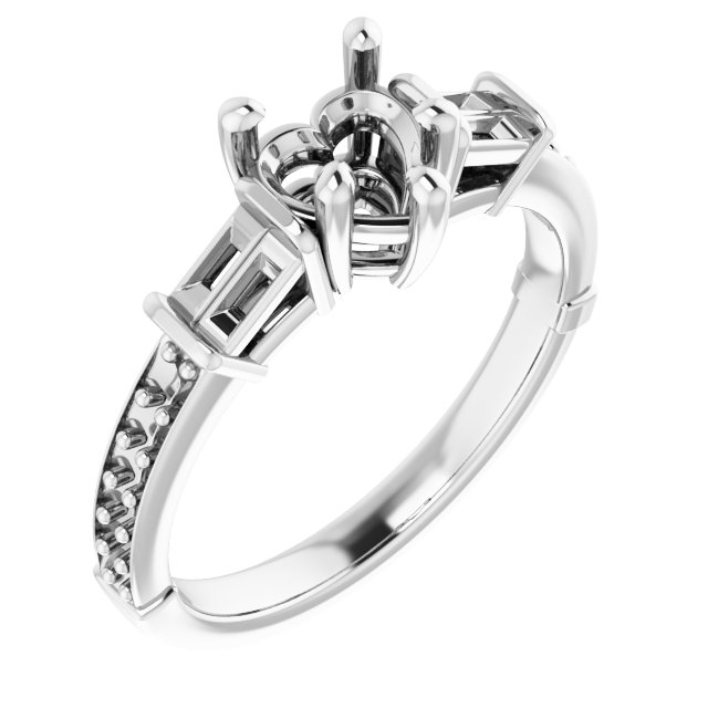 Baguette Accented Engagement Ring