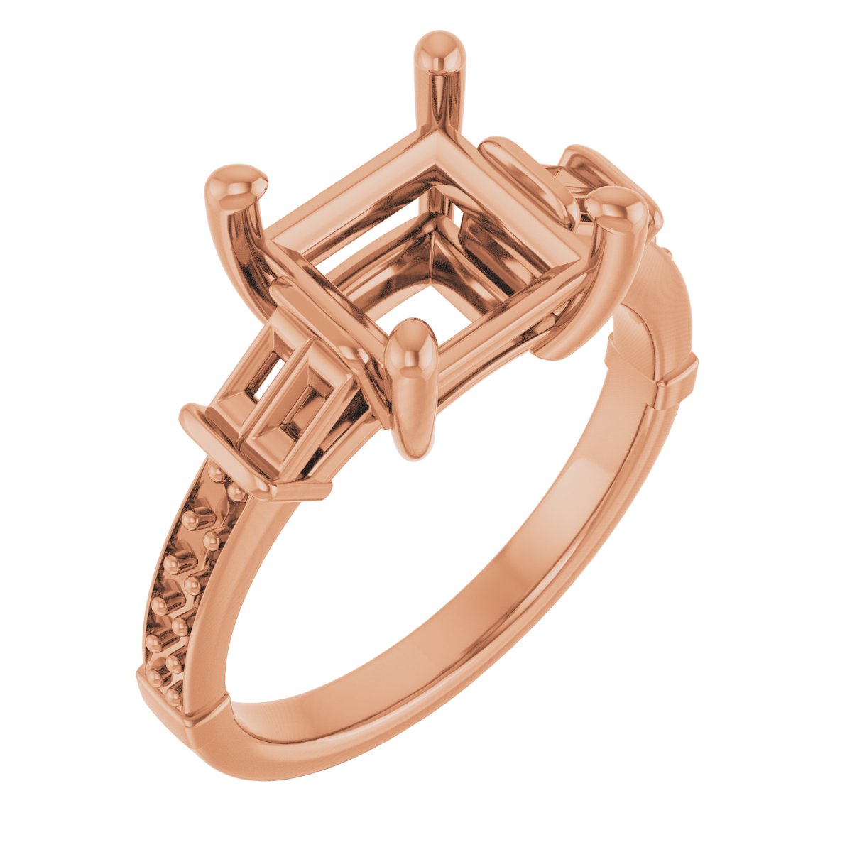 Baguette Accented Engagement Ring