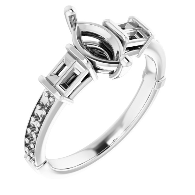 Baguette Accented Engagement Ring